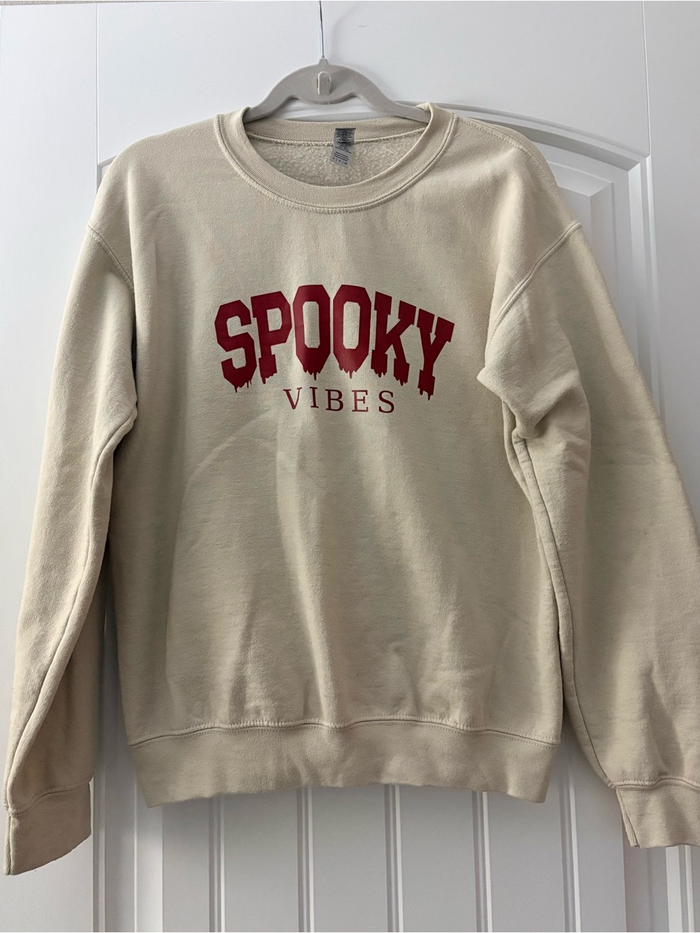 “Spooky Vibes” Cream Halloween Crewneck